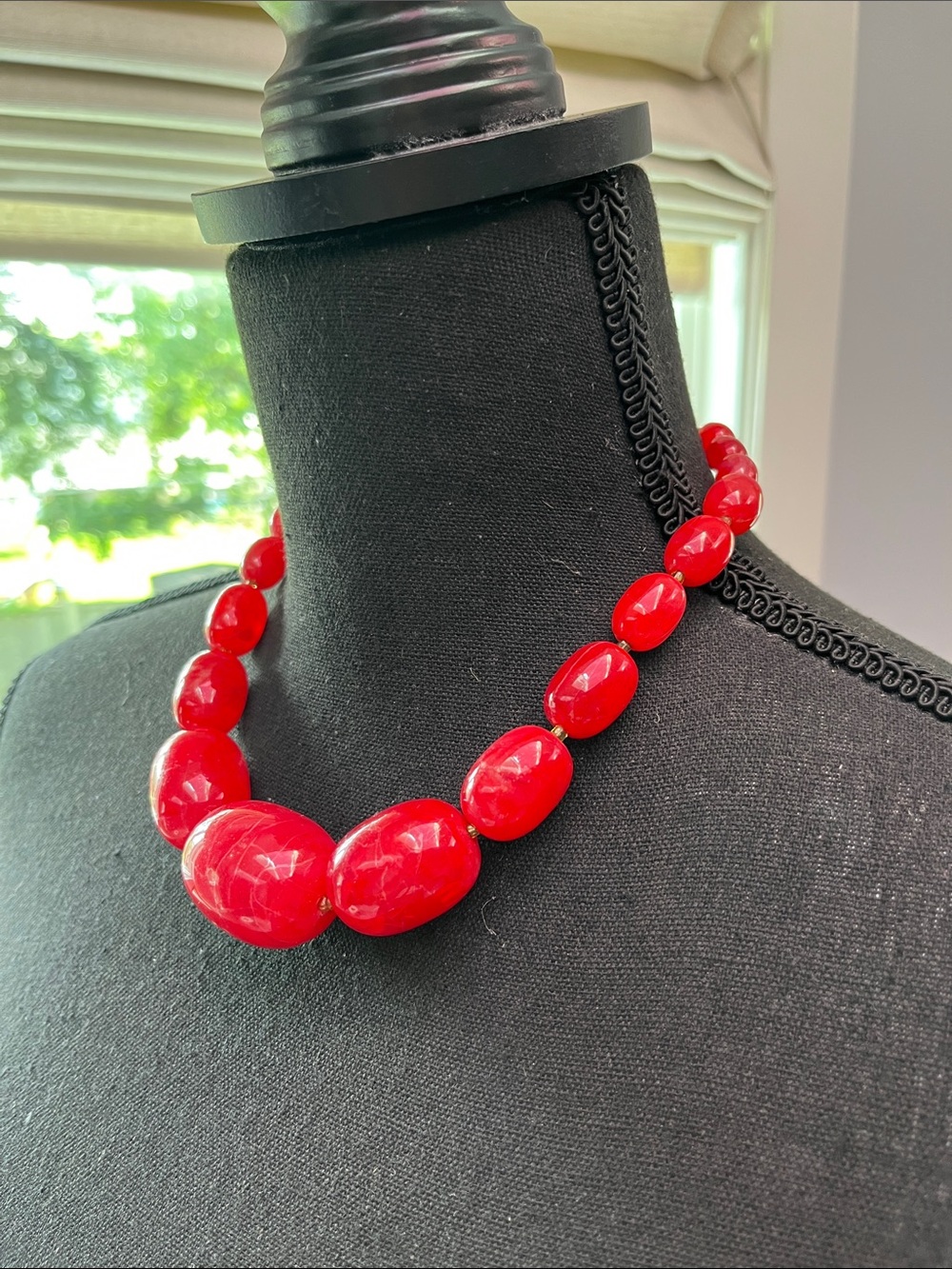 Vintage Beaded Red Statment Necklace